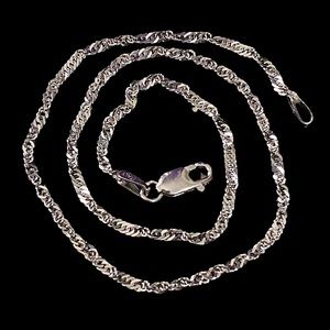 Anklet Ankle Bracelet 14KT WHITE GOLD- Italy 925 Silver Lobster Clasp 10" Signed
